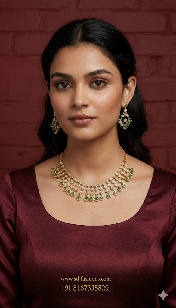 Wide necklace in American Diamond